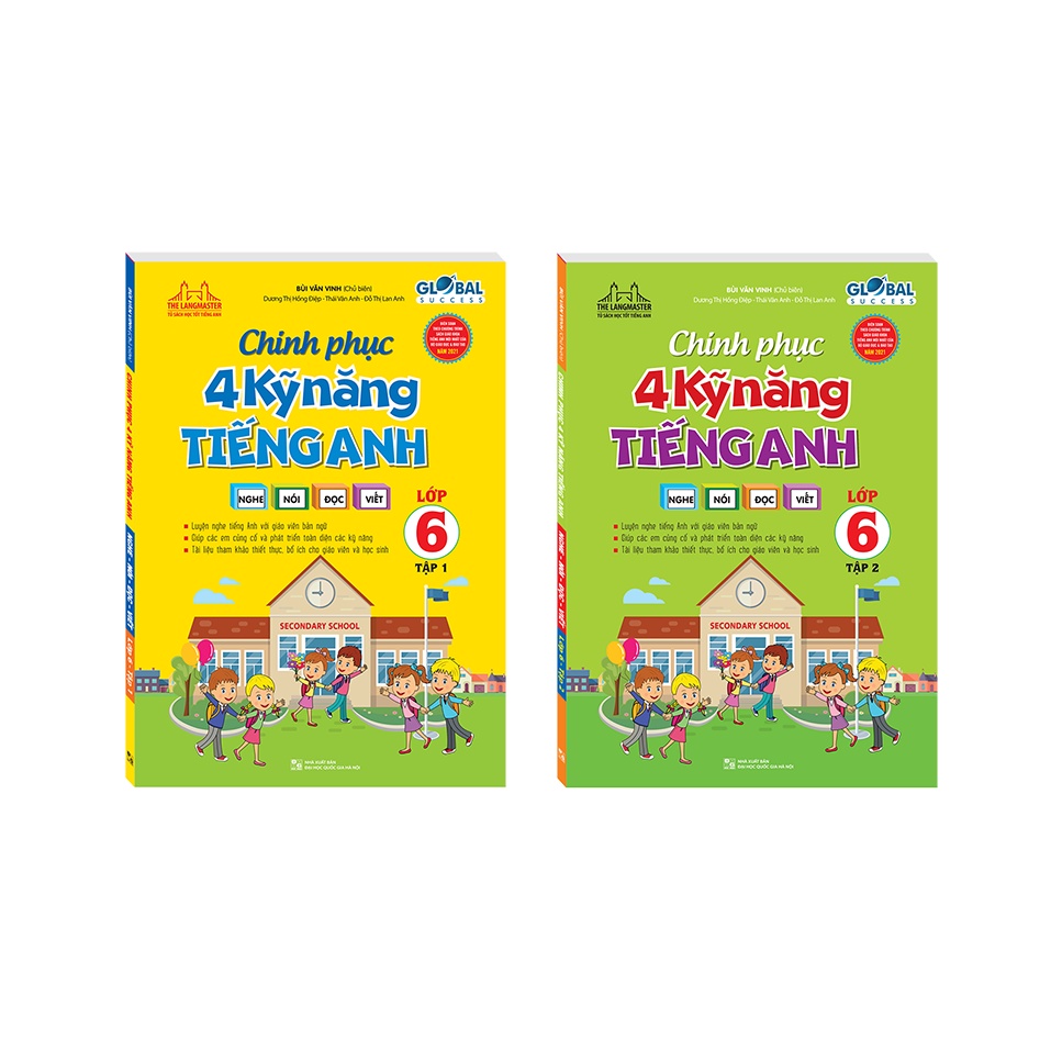 Sách - Combo chinh phục 4 kỹ năng tiếng anh Nghe - nói - đọc - viết lớp 6 (T1+T2) Tặng Kèm Bookmark