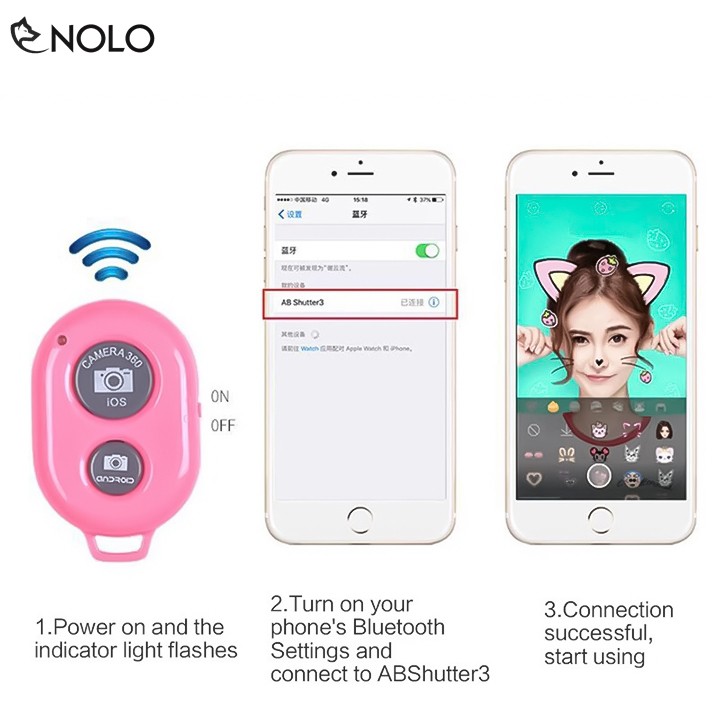 Combo 2 Remote Chụp Hình Quay Phim Bluetooth 2.0 AB Shutter3 Cho Cả Android IOS Dùng Pin Cmos CR2030