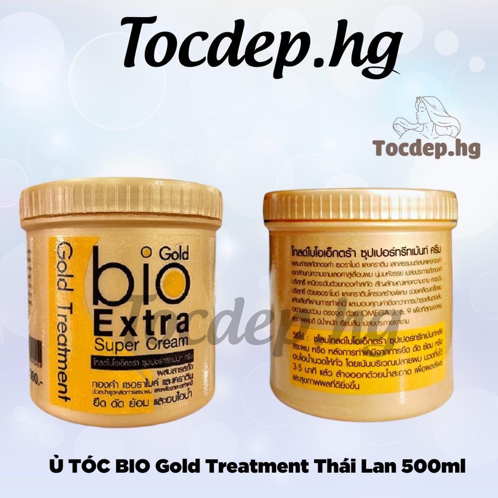 Ủ tóc BIO Gold Treatment Thái Lan 500ml, Dầu xả siêu mềm mượt phục hồi tóc hư tổn Biotin Gold - Tocdep,hg