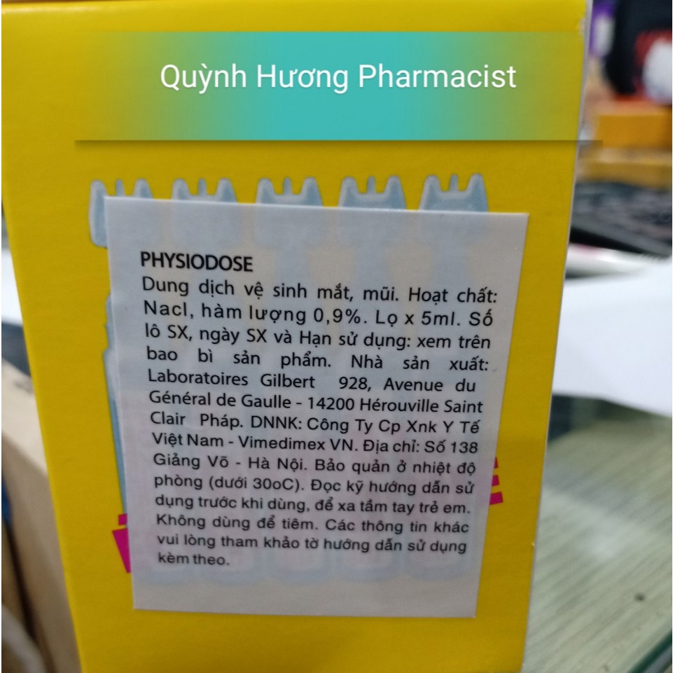 Nước nhỏ mũi PHYSIODOSE hộp 40 ống chăm sóc cơ thể bé.