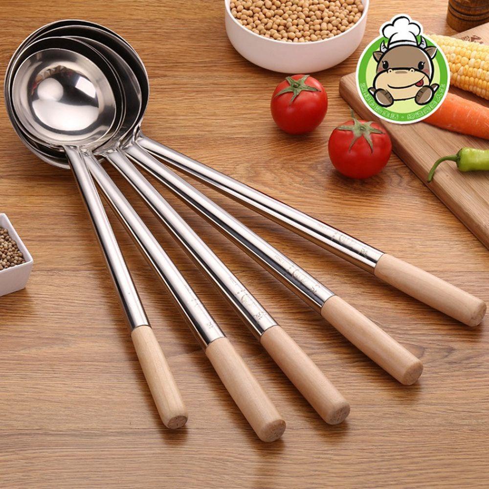 Muỗng Nấu Ăn Cán Dài Bằng Thép Không Gỉ Thiết Kế Độc Đáo Tiện Dụng Cho Nhà Bếp