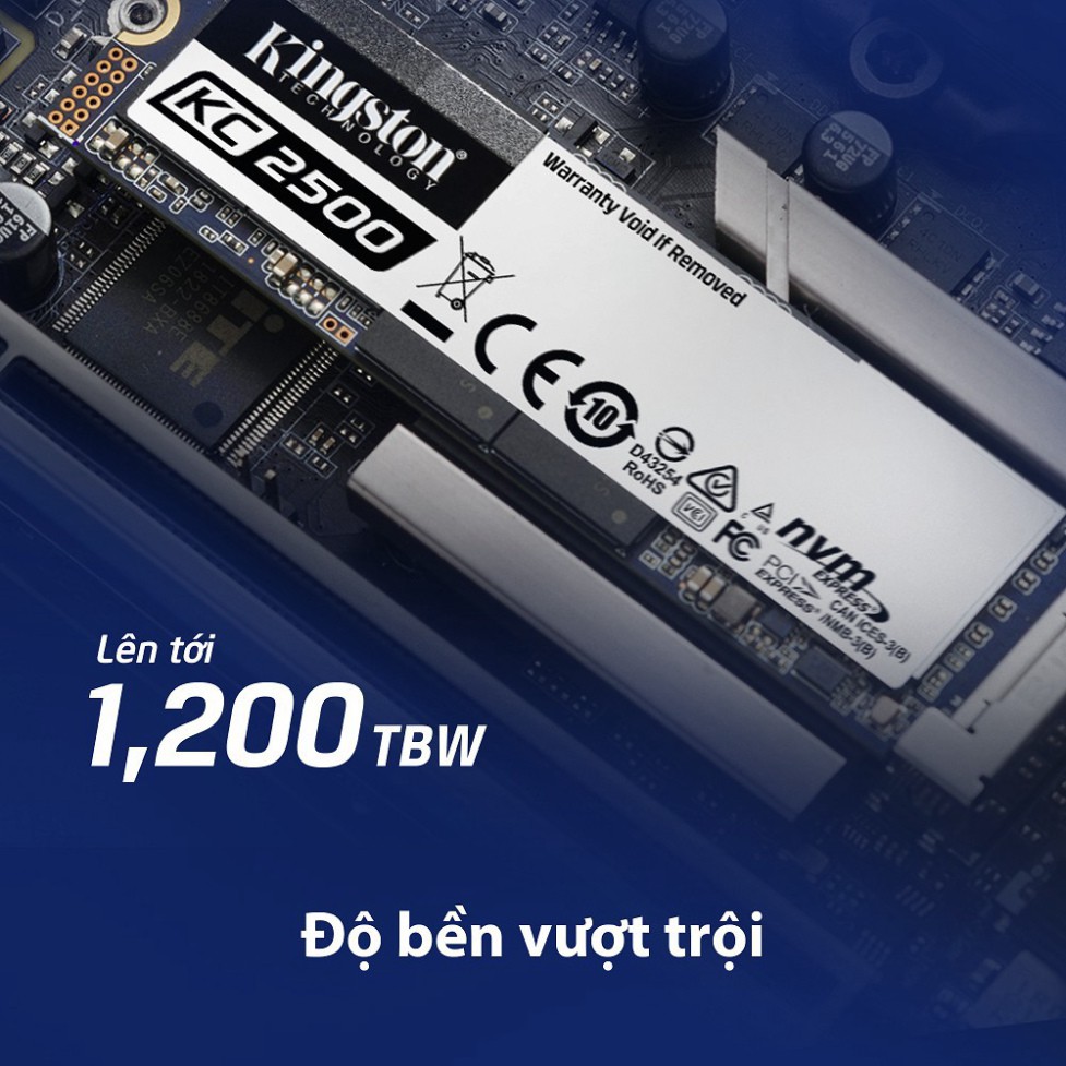 Ổ cứng SSD Kingston 1000Gb KC2500 M.2 2280 NVME PCIe Đọc 3500MB/s-Ghi 2500MB/s -SKC2500M8/1000G