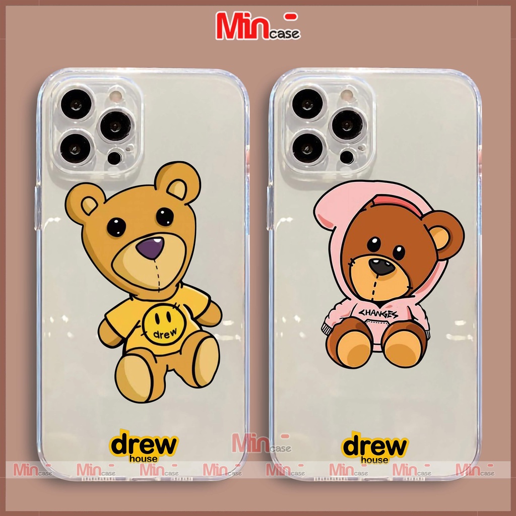 Ốp lưng iPhone Drew chống sốc viền vuông silicon trong suốt bảo vệ camera cho 6/6s/7/8/X/XS/XR/11/12/13 Pro Plus Max