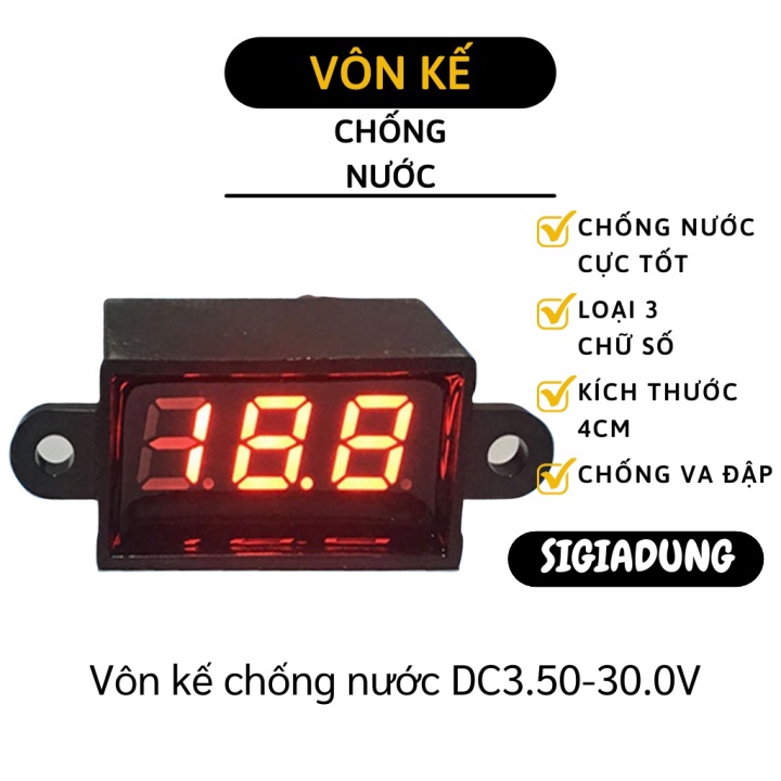 [SGD] Vôn Kế - Máy Đo Vôn Kế DC 3.5-30V Màn Hình Led Kỹ Thuật Số, Chống Thấm Nước 6361