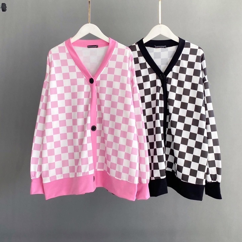 Áo Cardigan Unisex Caro Tay Dài Nút Ảnh Thật