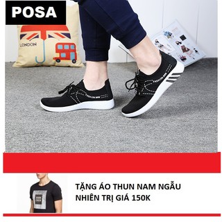 Giày Nam Sneaker  POSA PSSP004 (Đen) Tặng Áo