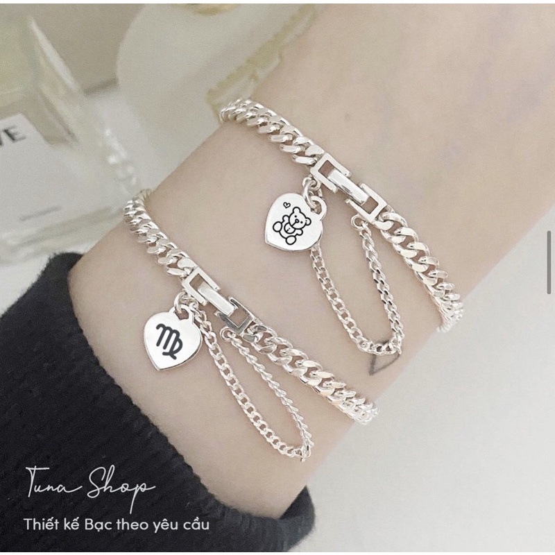 Vòng tay đôi THIẾT KẾ 𝑲𝒉𝒂̆́𝒄 𝒕𝒉𝒆𝒐 𝒚𝒆̂𝒖 𝒄𝒂̂̀𝒖 Lắc đôi Bạc tìnhyêu khắc tên TUNASILVER 𝑨̉𝒏𝒉 𝑽𝒊𝒅𝒆𝒐 𝒕𝒉𝒂̣̂𝒕 Cam kết chuẩn Bạc
