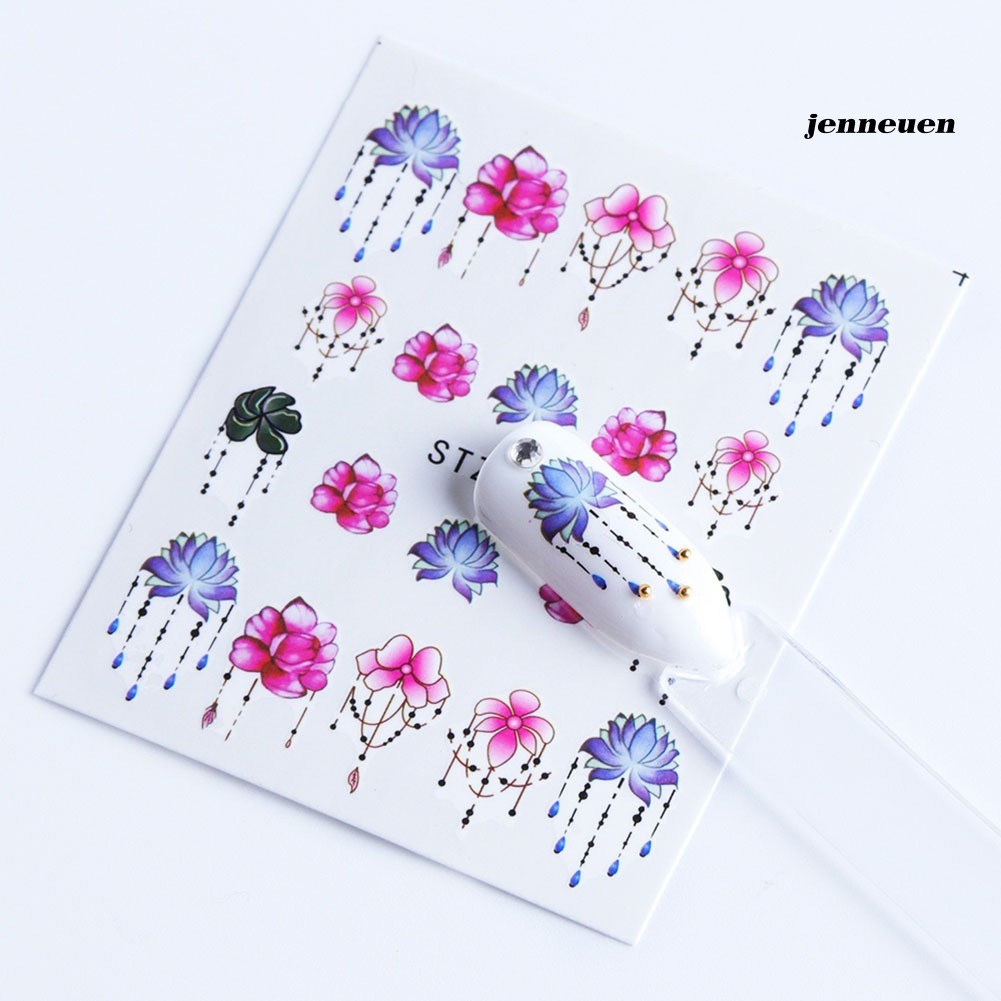 [Hàng mới về] Set 40 Miếng Dán Trang Trí Móng Tay Hình Hoa Và Bướm