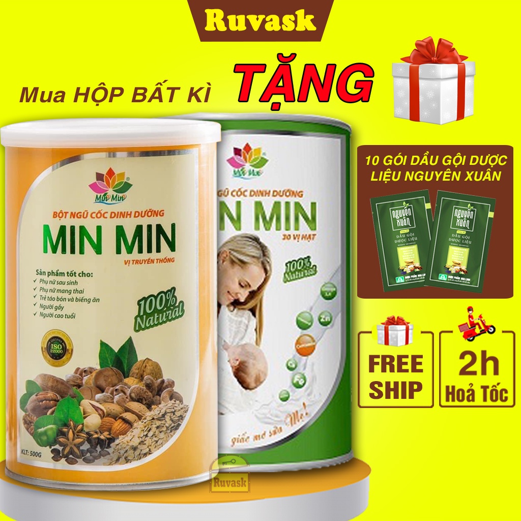 Ngũ Cốc Min Min Lợi Sữa CHÍNH HÃNG - Ngũ Cốc Bà Bầu Min Min 29 Hạt, 30 Hạt Lợi Sữa Cho Mẹ Sau Sinh RUVASK