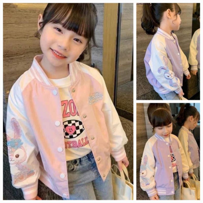 Áo Khoác Gió Bomber bé gái In thỏ 14-26kg chất đẹp