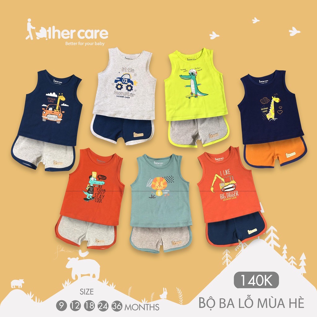 Bộ Quần Áo Ba Lỗ Bé Trai FatherCare Cotton - In Hình