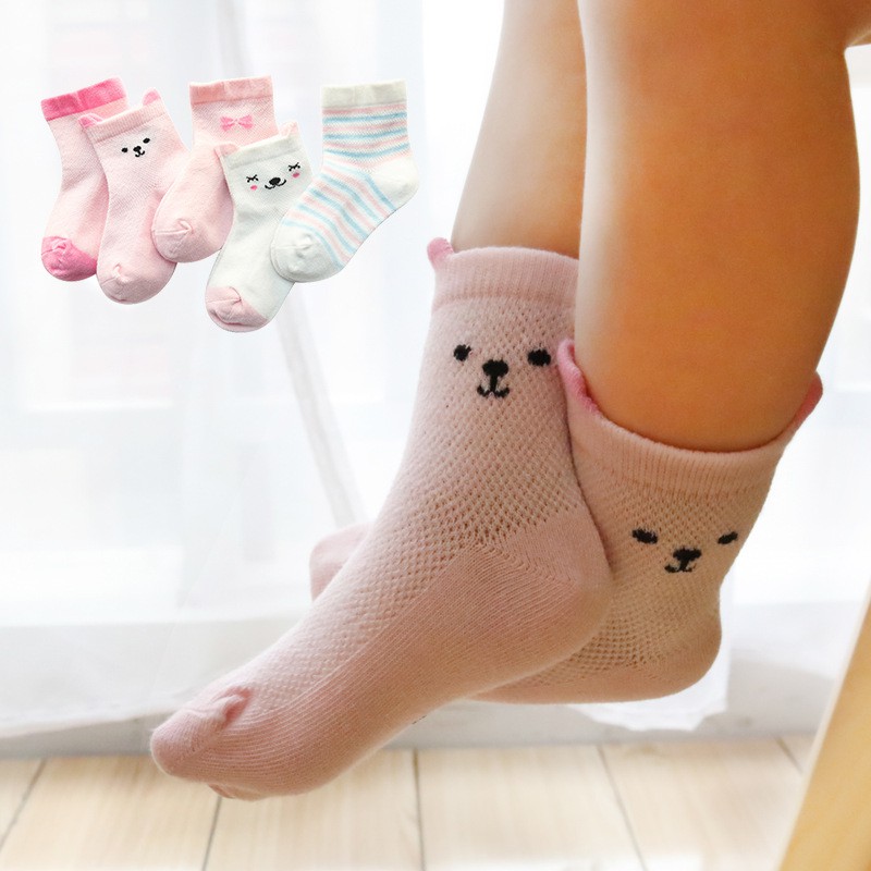 (1 set = 5 đôi) tất lưới cao cổ cho bé , vớ lưới cao cổ cho bé chất cotton mềm mại