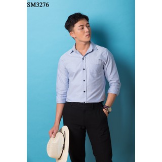 Áo sơ mi nam có túi xanh biển