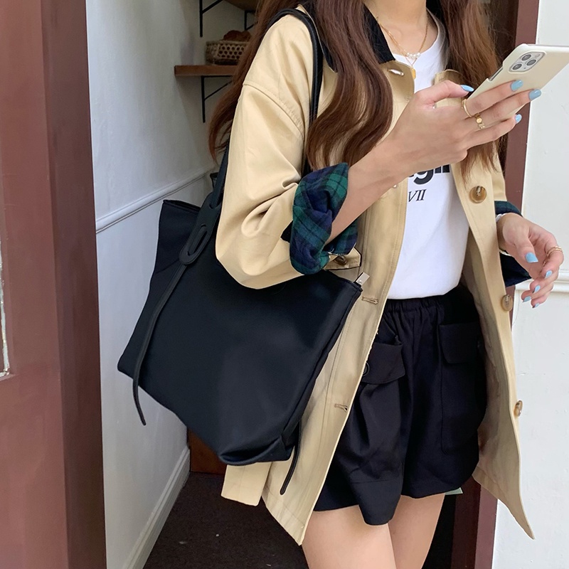 IELGY Túi tote Đeo Vai Bằng Vải nylon Đơn Giản Dễ Phối Đồ Cho Nữ