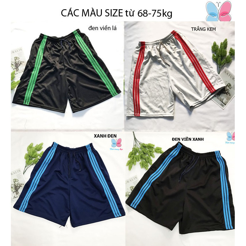 Quần đùi nam SIZE từ 55kg-75kg quần sọt short lửng nam thể thao mặc nhà thun phối 3 sọc - QDN04