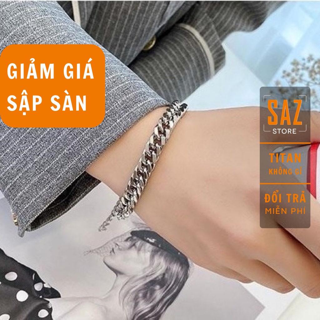 Vòng Tay Nam SAZ Màu Bạc Mắt Xích HipHop Lắc Tay Unisex Thời Trang Đeo Nam Nữ Basic  - Vòng TIN