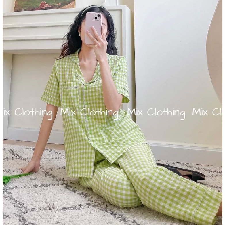 siêu phẩm bộ pyjama [xốp kẻ cộc dài ] dài siêu hot
