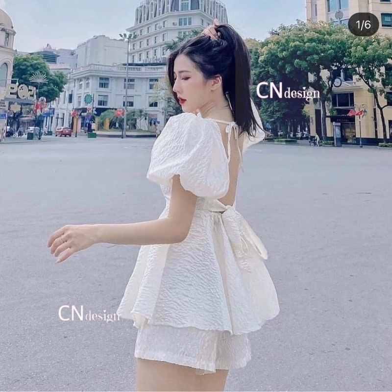 Set trắng xốp tay bồng