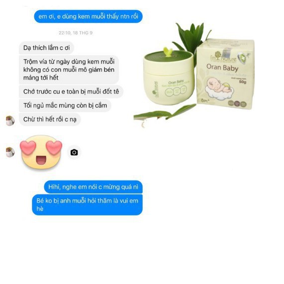 Kem Chống Muỗi Oran Baby I'm Nature - Làm Dịu Và Phục Hồi Da Do Muỗi Đốt Cho Bé 50gr