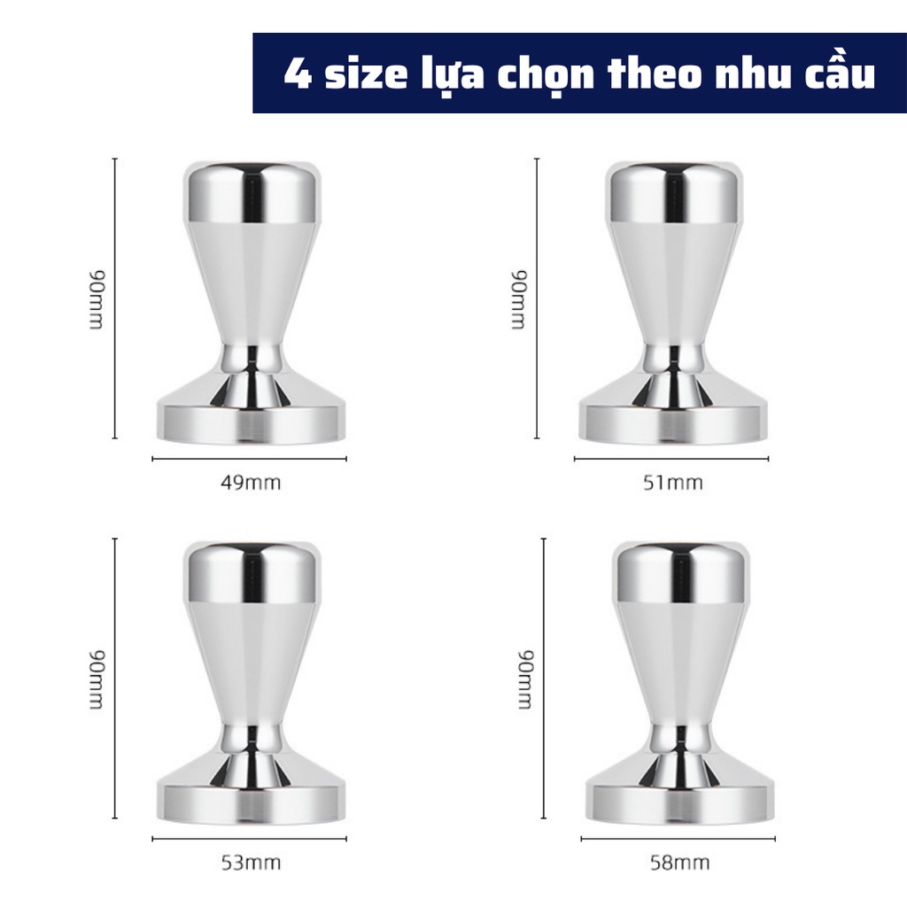 Tay Nén Tamper 51mm dụng cụ nén cà phê pha Espresso cafe Arabica Inox cao cấp tay nén café đường kính 49-51-53-58m