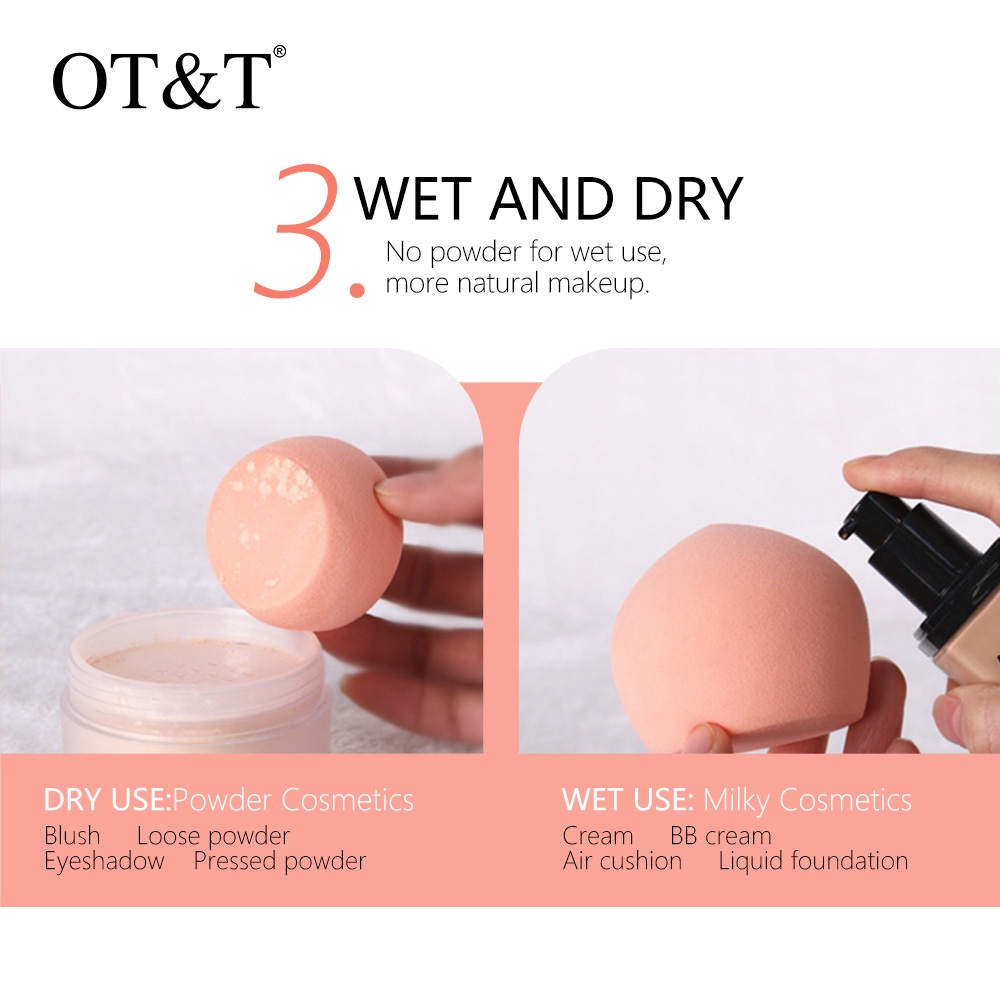 Set 2 Mút Trang Điểm Ot&T Hình Quả Đào 48g Hai Cách Sử Dụng Khô Và Ướt Kèm Giá Đỡ Tiện Dụng