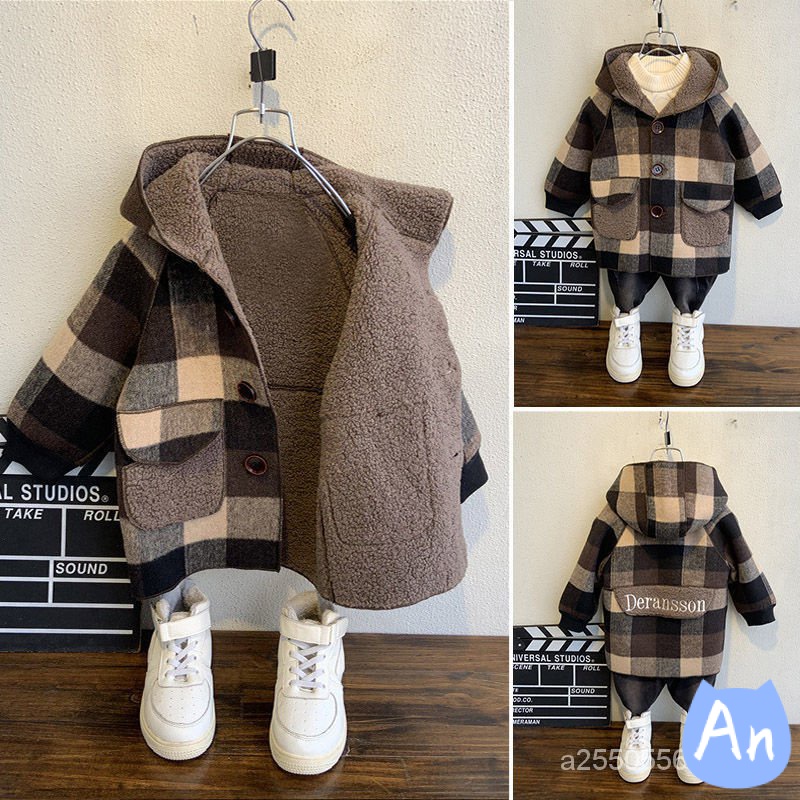 Áo khoác len lót nhung giữ ấm phong cách phương Tây mới cho bé