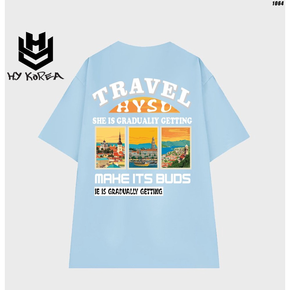 Áo thun tay lỡ form rộng nam nữ unisex TRAVEL 1064 HY STUDIO