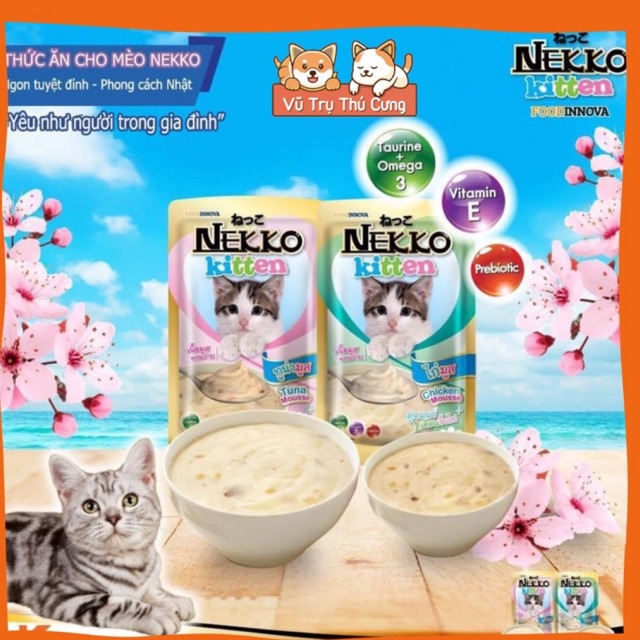 Pate Nekko Kitten dành cho mèo con dưới 6 tháng tuổi (70g) | Pate mèo con dinh dưỡng, Pate cho mèo biếng ăn