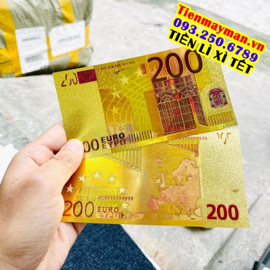 Tờ Tiền Kỉ Niệm 200 EURO Plastic Mạ Vàng Lì Xì Tết May Mắn