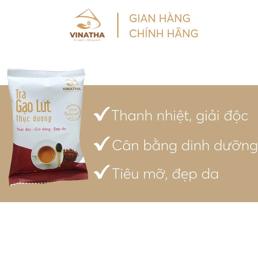 Trà gạo lứt thực dưỡng VINATHA - Thanh nhiệt, giảm cân - 10 gói nhỏ (50 gram/gói)