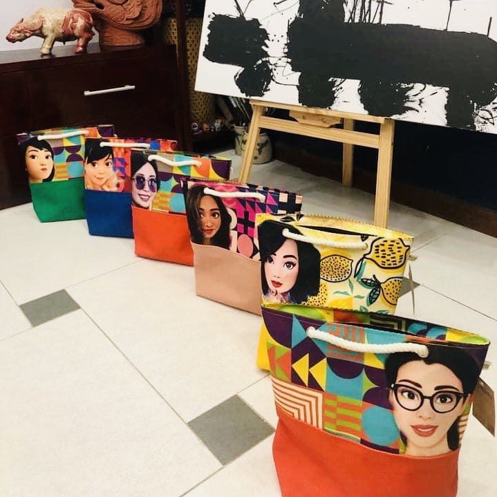 Túi Tote Vải Canvas In Hình Chân Dung Kymviet 100% Handmade, Thiết Kế Thời Trang, Đựng Đồ Đa Năng