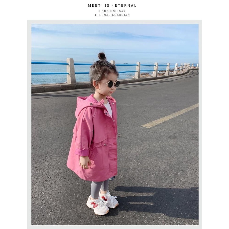 Áo khoác IQ ANGEL dáng lửng chống gió phong cách Hàn Quốc thời trang xuân thu cho bé gái