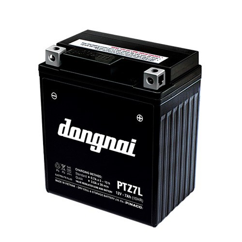 Bình ắc quy 12V Đồng Nai PTZ7L, 12V - 7Ah dùng cho SH Ý, Lead 2009, SCR