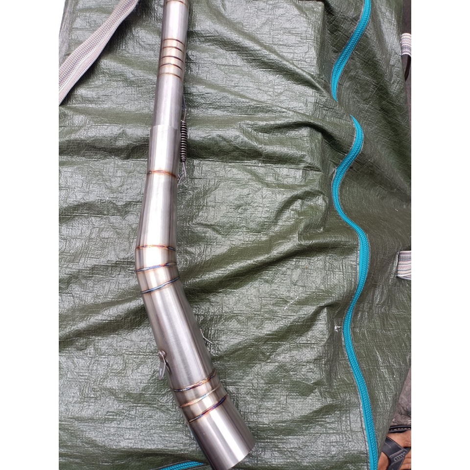 Cổ pô 2 khúc Ex135, Ex150, Satria Fi, Raider Fi inox 304 tít sâu titan