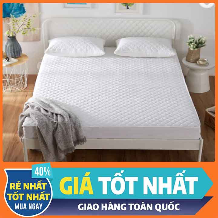 TOPPER NỆM [FREESHIP] Tấm bảo vệ đệm chống thấm 3 lớp cao cấp màu trắng dày 1cm dành cho khách sạn 5 sao