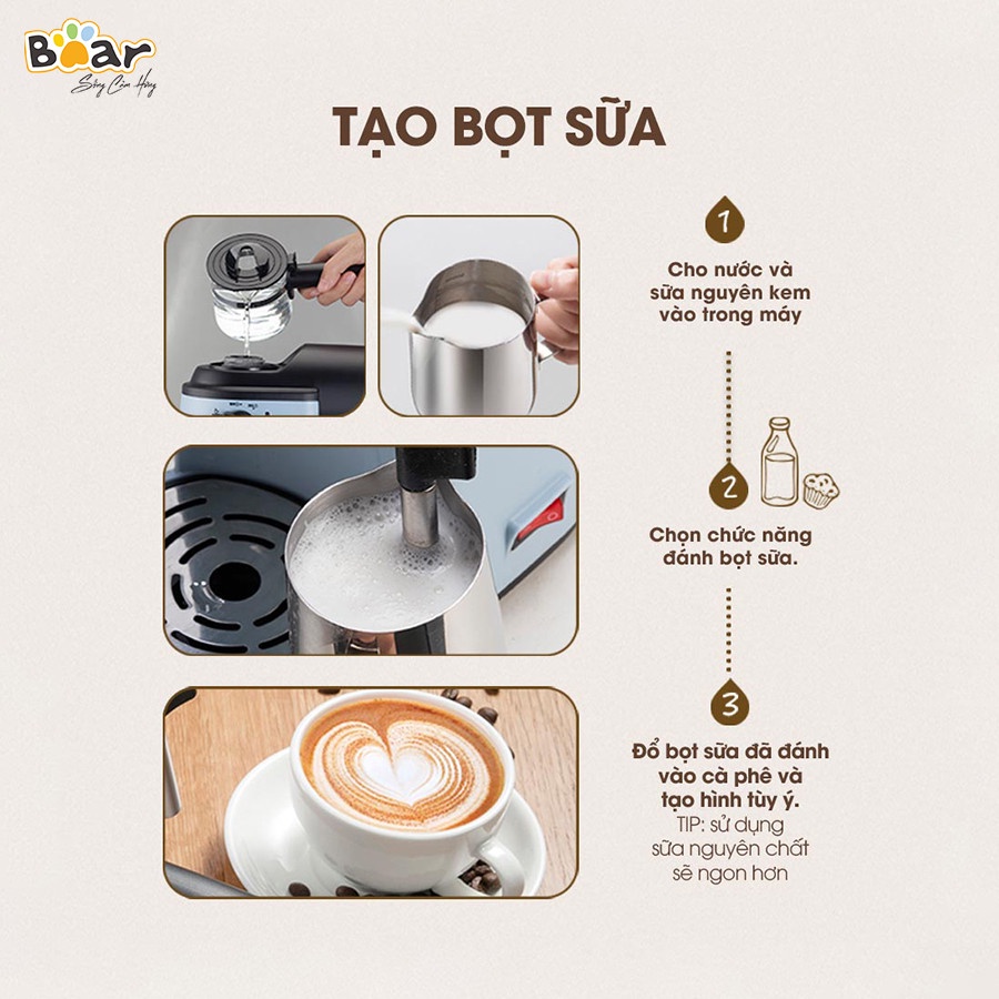 Máy Pha Cà Phê Espresso đánh kem tự động thưởng thức nhiều loại cafe khác nhau Bear KFJ-A02N1- HiMect