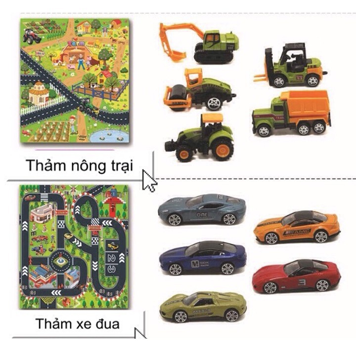thảm mô hình thành phố 6 chủ đề --công trình-nông trại- cứu hỏa...