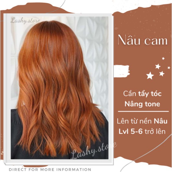 Combo Thuốc nhuộm tóc màu NÂU CAM - Kèm oxy - Lên màu chuẩn