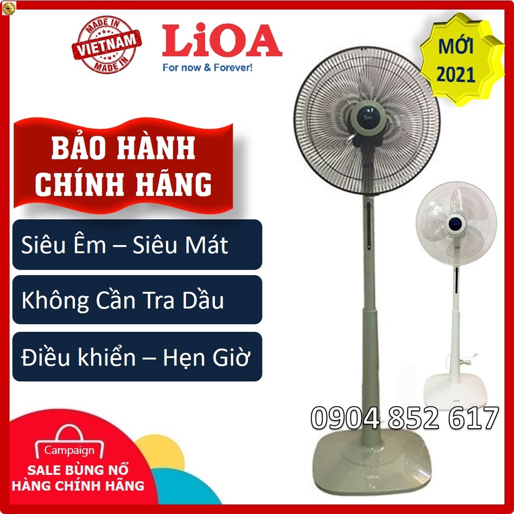 💥Chính Hãng💥 Quạt Cây Đứng LiOA, không cần tra dầu, siêu êm, có điều khiển hẹn giờ kèm QC-409 [Hàng Công ty]