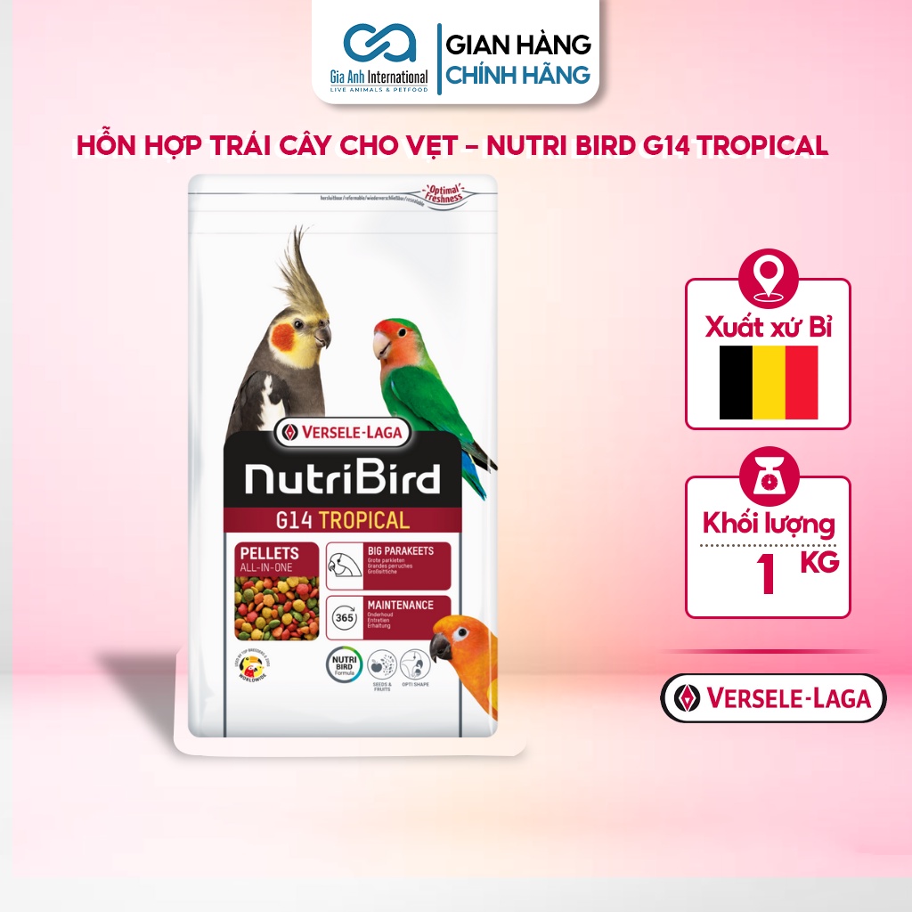 Hỗn Hợp Trái Cây Trộn Cho Vẹt Đuôi Dài Nhiều Màu - Versele-laga Nutri Bird G14 Tropical Giúp Tăng Cường Sức Khoẻ Gói 1kg