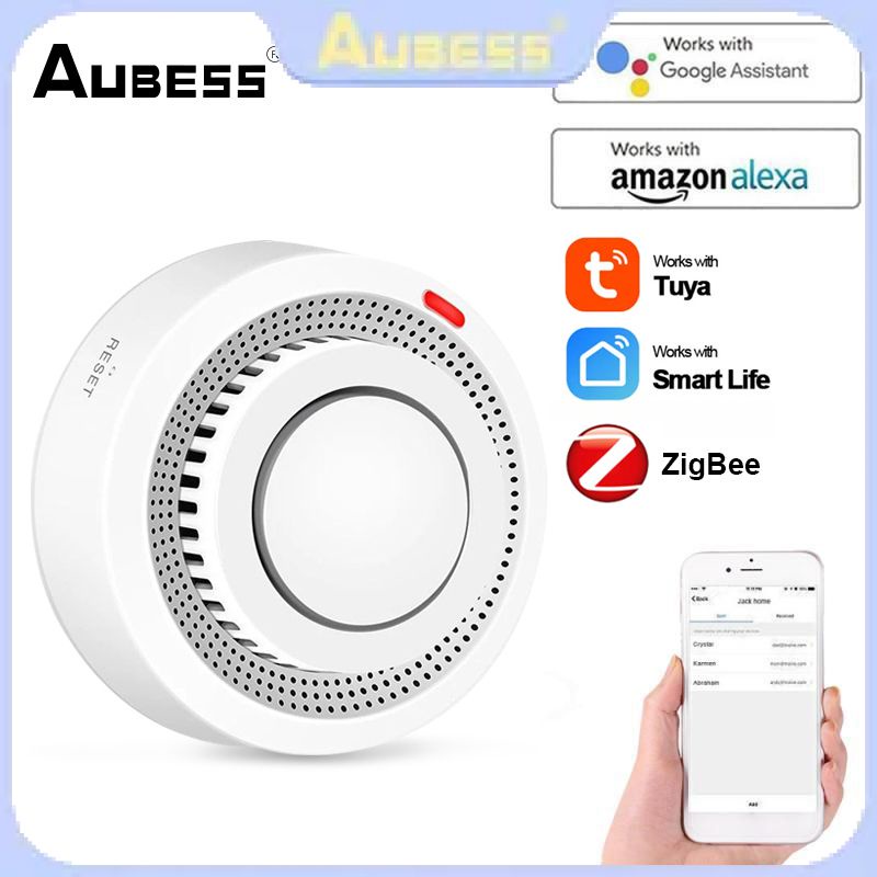ISee Aubess Tuya Thông Minh Zigbee Đầu Báo Khói Thông Minh Báo Cháy Tiến Bộ Âm Thanh Quang Điện Cảm Biến Khói Làm Việc Với Tuya Zigbee Hub