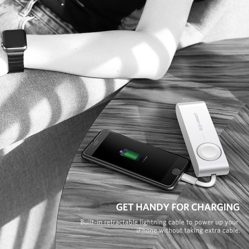 Sạc cho Apple Watch Series 6/5/4/3/2/1/nike+/Herms/Edition + Sạc dự phòng cho iPhone hiệu Ugreen 4400mAh (Trắng)