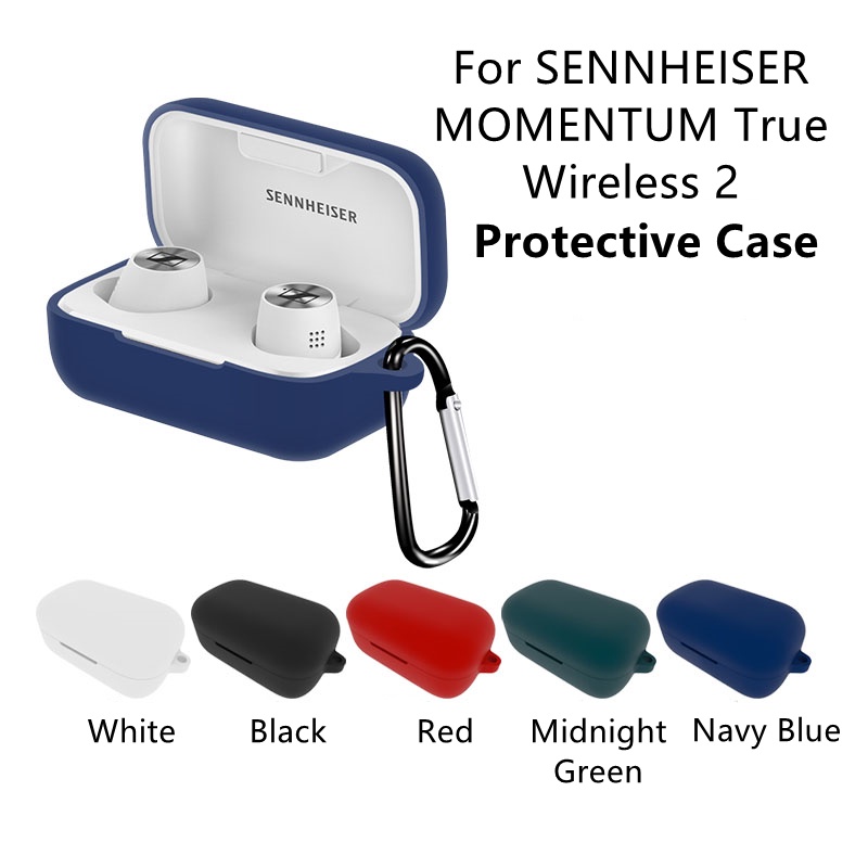 Vỏ Silicone Mềm Bảo Vệ Hộp Sạc Tai Nghe Bluetooth Không Dây Sennheiser Momentum True 2 Kèm Móc