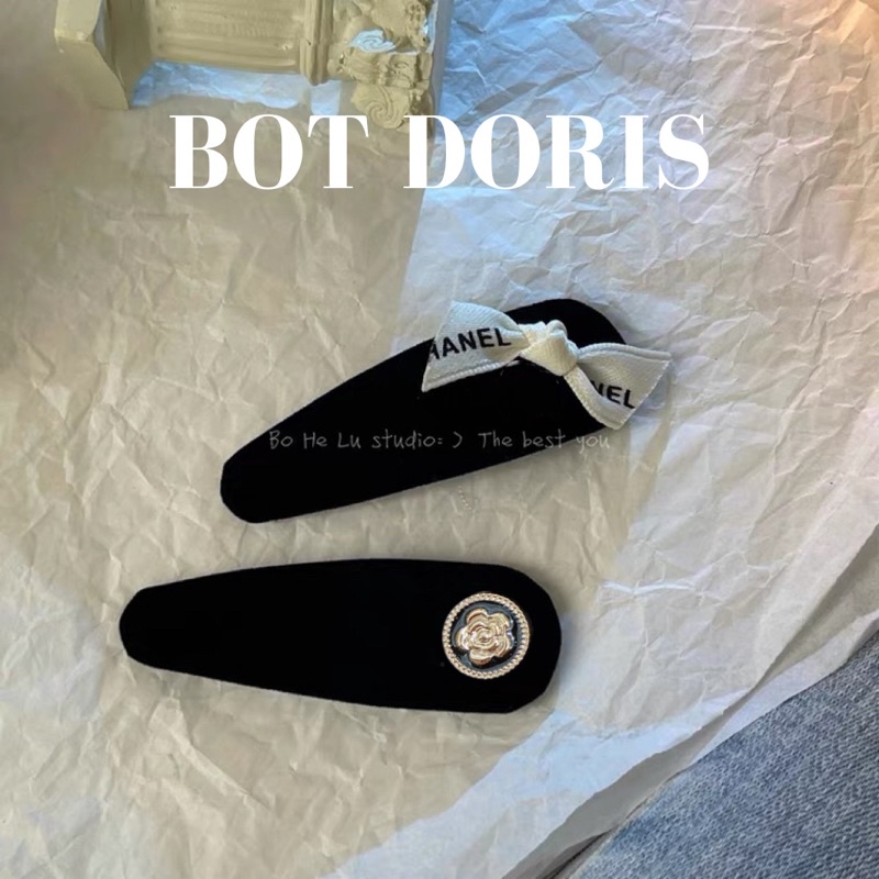 Kẹp tóc bằng nhung đính đá BOT DORIS, phụ kiện tóc nữ dễ thương