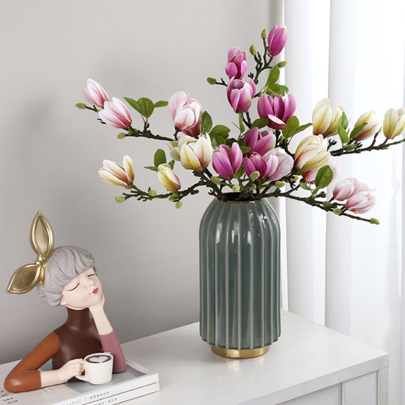 Hoa giả - Hoa Mộc Lan cành dài 65cm gồm 4 bông trang trí nhà cửa đẹp, sang trọng, thanh lịch
