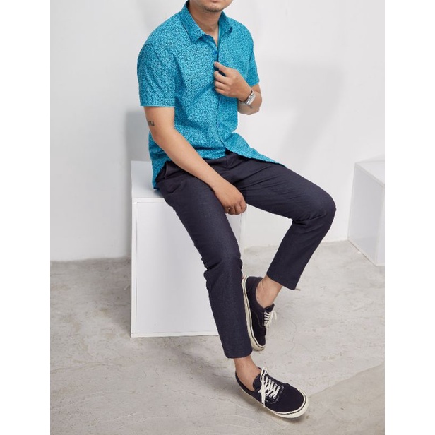 Áo sơ mi nam ngắn tay vải kate cotton HỌA tiết trẻ trung thoáng mát