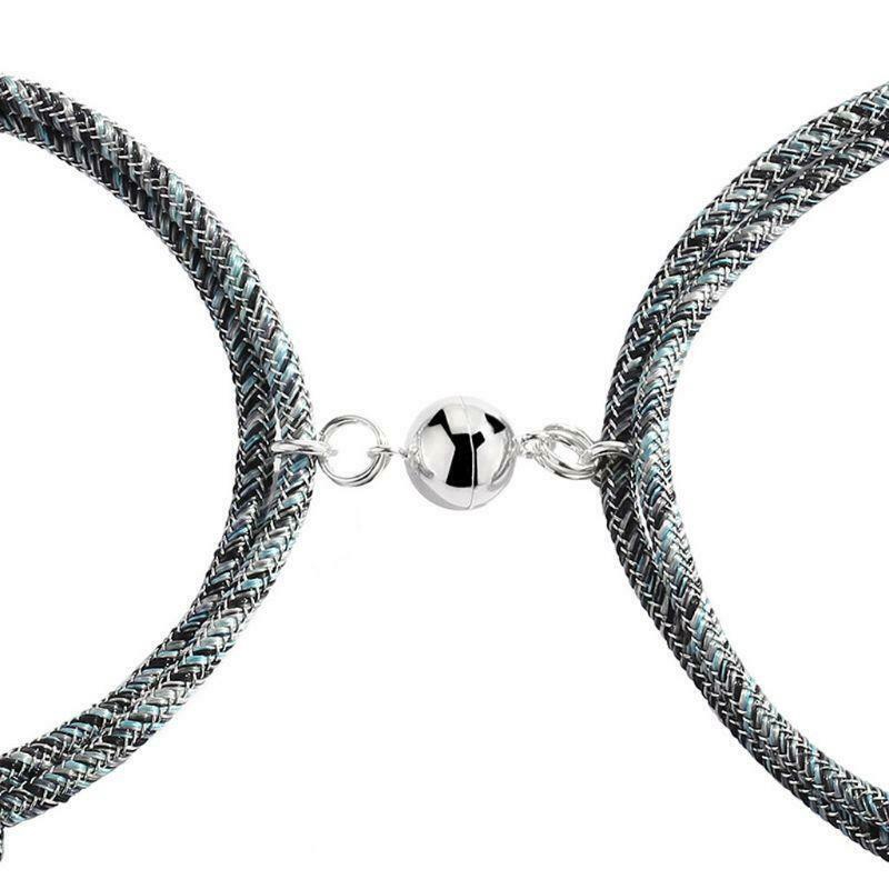 Bộ 2 vòng đeo tay dây bện kết nối từ tính thể hiện tình yêu thời trang