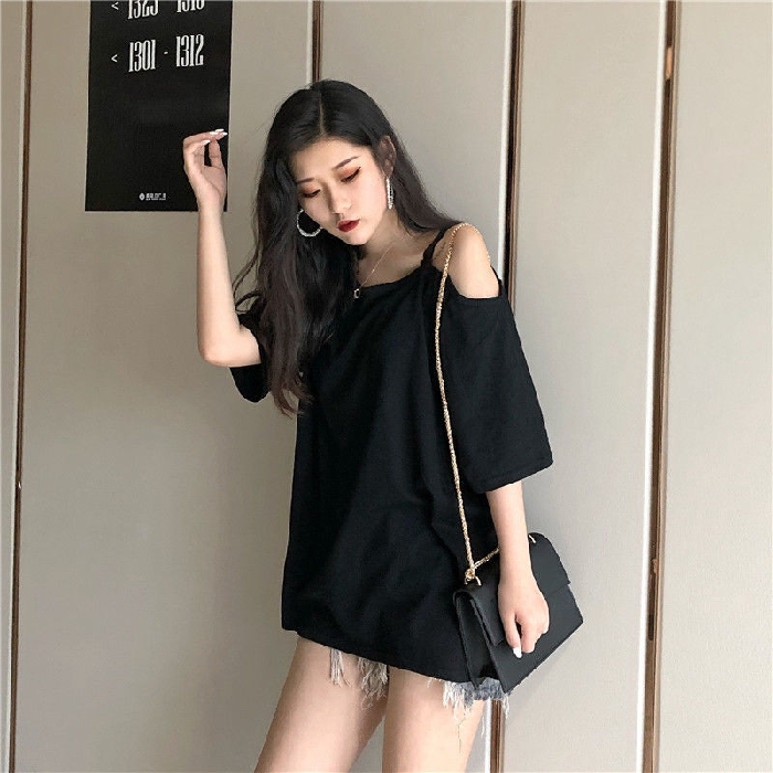 Áo Thun Trễ Vai Oversize Phong Cách Hàn Quốc