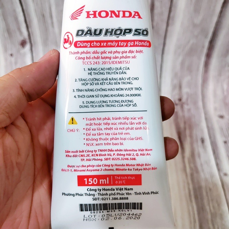 Dầu nhớt láp hộp số xe tay ga 150ml hàng Chính Hãng Honda