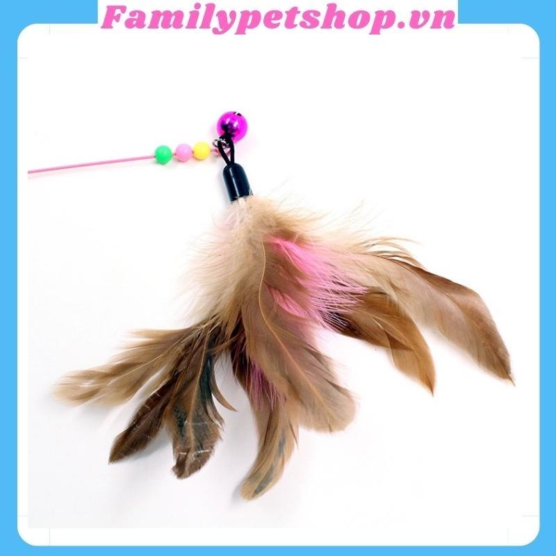 Đồ chơi cho mèo, cần câu Dây Thép Lông Vũ Có Chuông - familypetshop.vn